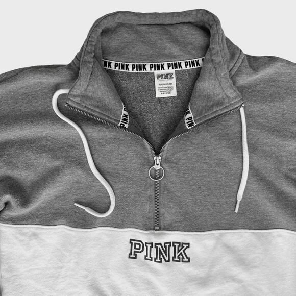 Victoria Secret Y2K PINK Sweatshirt Womens Small Gray White Pullover Relaxed Fit - Picture 7 of 11